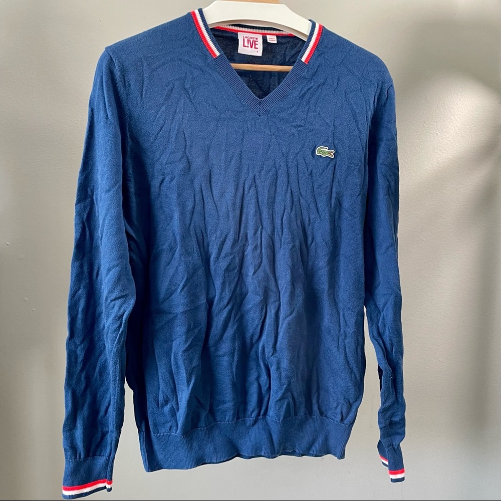 Lacoste LIVE! French Blue V-Neck Sweater
